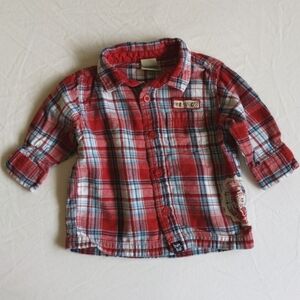 bum equipment plaid cotton flannel button down shirt 12 months baby